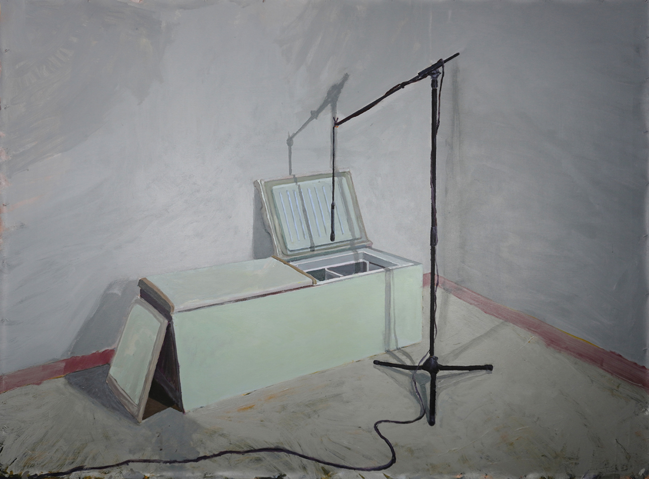 Recording empty refrigerator at rest, 2021Acrylic on canvas. 146 x 110 cm.
